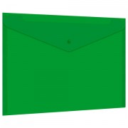 Папка-конверт с кнопкой прозрачная А4 BRAUBERG UNIVERSAL, до 100 листов, зеленая, 0,15 мм, 273074