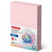 Бумага цветная BRAUBERG, А4, 80 г/м2, 500 л., пастель, розовая, для офисной техники,, 115219