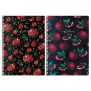 Тетрадь А4, 96 л., BRAUBERG, гребень, клетка, глянцевый лак, 'Гранаты' (микс в спайке), 405314