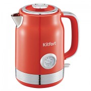 Чайник KITFORT КТ-6791, 1,7 л, 2200 Вт, закрытый нагревательный элемент, термометр, сталь, красный