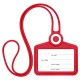 Бейдж горизонтальный для пропуска и ID-карт, СИЛИКОНОВЫЙ, 54х85 мм, шнурок 42 см, красный BRAUBERG, 238907