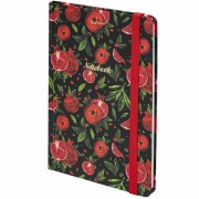 Блокнот с резинкой в клетку 96 л., А5, 145х203 мм, твердая обложка с фольгой, BRAUBERG, 'Гранаты', 113730