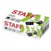 Зажимы для бумаг STAFF 'EVERYDAY', КОМПЛЕКТ 12 шт., 25 мм, на 100 листов, черные, картонная коробка, 224607