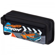 Пенал ЮНЛАНДИЯ ЮНИОР, 2 отделения, с ручкой, полиэстер, 'Speed demon', 21х8х6 см, 273817