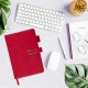 Ежедневник недатированный, А5, 143х210 мм, BRAUBERG 'Dainty', под кожу, магнитная застежка, 160 л., красный, 117142