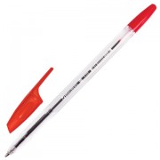 Ручка шариковая BRAUBERG 'X-333', КРАСНАЯ, корпус прозрачный, узел 0,7 мм, линия письма 0,35 мм, 142407