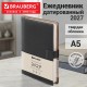 Ежедневник датированный 2027, А5, 143х218 мм, BRAUBERG 'Journal', под кожу, ремешок, черный, 118053