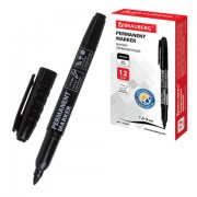 Маркер перманентный BRAUBERG, ЧЕРНЫЙ, круглый наконечник, 1,5-3 мм, 151629