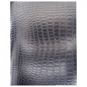 Тетрадь бумвинил А5 48 л., скоба, офсет №1, клетка, с полями, СЕРЕБРО, 'Metallic', тиснение CROCO, HATBER, 071931, 48Т5бвВ1