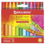 Восковые карандаши утолщенные BRAUBERG 'АКАДЕМИЯ', НАБОР 12 цветов, 227287