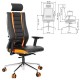 Кресло компьютерное МЕТТА 'ErgoLife' 10 B2-160D, 2D-подголовник, экокожа/сетка, черное/оранжевое