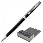 Ручка шариковая PARKER 'Sonnet Core Lacquer Black CT Slim', тонкая, корпус черный глянцевый лак, палладиевые детали, черная, 1931503