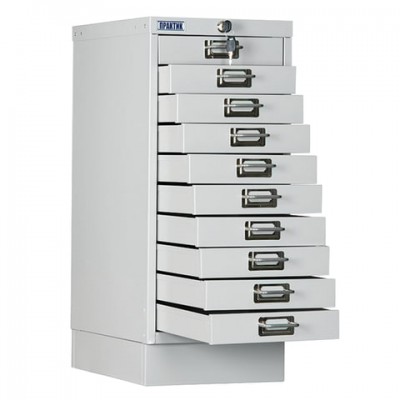 Шкаф металлический для документов ПРАКТИК 'MDC-A4/650/10', 10 ящиков, 650х277х405 мм, собранный