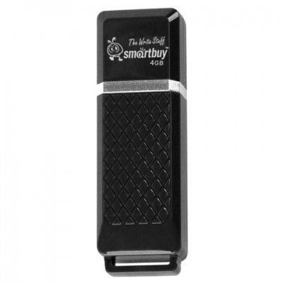 Флеш-диск 4 GB, SMARTBUY Quartz, USB 2.0, черный, SB4GBQZ-K