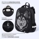 Ранец BRAUBERG SHINY, 2 отделения, с брелоком, 'Хаски', СВЕТЯЩИЙСЯ РИСУНОК, 38х28х14 см, 271383