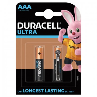 Батарейки КОМПЛЕКТ 2 шт., DURACELL Ultra Power, AAA (LR03, 24А), алкалиновые, мизинчиковые, блистер