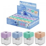 Точилка ERICH KRAUSE 'Wave Mini Pastel Bloom' с контейнером, пластиковая, корпус ассорти, 60044