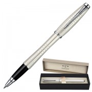 Ручка-роллер подарочная PARKER 'Urban Premium Pearl Metal Chiselled CT', жемчужный лак, хромированные детали, черная, S0911440