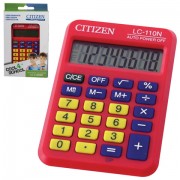 Калькулятор карманный CITIZEN LC-110NRDCFS (89х59 мм) 8 разрядов, двойное питание, КРАСНЫЙ