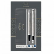 Набор PARKER 'IM Stainless Steel CT': шариковая ручка синяя и перьевая ручка синяя, 2183058