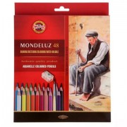 Карандаши цветные акварельные художественные KOH-I-NOOR 'Mondeluz', 48 цветов, кисть, точилка, европодвес, 3713/48, 3713048003KZ
