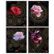 Тетрадь А5, 96 л., HATBER, гребень, клетка, матовая ламинация, 3D-фольга, 'Золотая гармония' (микс), 093300, 96Т5лофВ1гр