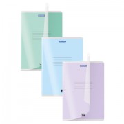 Тетрадь пластиковая обложка (прозрачная) А4, 96 листов, скоба, клетка, BRAUBERG 'Smart Cover', АССОРТИ (микс в спайке), 405042