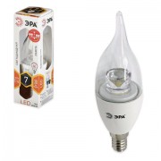 Лампа светодиодная ЭРА, 7 (60) Вт, цоколь E14, 'прозрачная свеча на ветру', теплый белый свет, LED smdBXS-7w-827-E14-Clear, BXS-7w-827-E14c