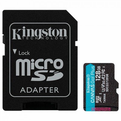 Карта памяти microSDXC 128GB KINGSTON Canvas Go!Plus,UHS-I U3, 170 Мб/с (class 10),ад, SDCG3/128Gb