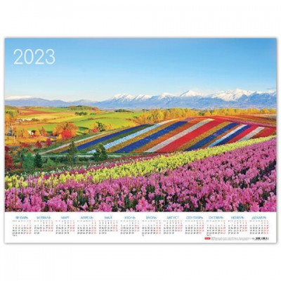 Календарь настенный листовой, 2023г, формат А2 60х45см, Цветущие долины, HATBER, Кл2_, Кл2_27059
