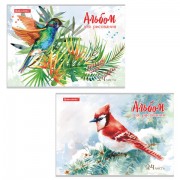 Альбом для рисования А4 24 л., скоба, обложка картон, BRAUBERG, 202х285 мм, 'Райские птички' (2 вида), 105609