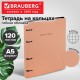 Тетрадь на кольцах А5, 175х215 мм, 120 л., под кожу, BRAUBERG VISTA, 'Minimal', персиковый, 405214