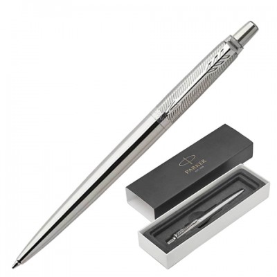 Ручка шариковая PARKER 'Jotter Premium Stainless Steel Diagonal CT', корпус серебристый с гравировкой, синяя, 1953197