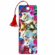 Закладка для книг с линейкой 3D ОБЪЕМНАЯ BRAUBERG, 'Котята', с декоративным шнурком-завязкой, 125762