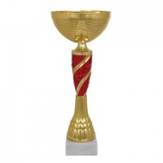 Кубок металлический 'Янита' (100х100х330 мм), основание мрамор, 'золото', стем красный, 8410-330-002