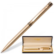 Ручка подарочная шариковая GALANT 'Ingrid', тонкий корпус, золотистый, золотистые детали, пишущий узел 0,7 мм, синяя, 141008