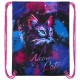 Мешок для обуви BRAUBERG PREMIUM, карман, подкладка, светоотражайка, 43х33 см, 'Neon cat', 271621