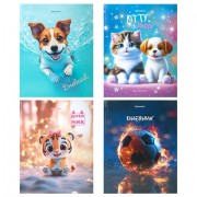 Дневник 1-4 класс 48 л., твердый, BRAUBERG, глянцевая ламинация, с подсказом, 'МИКС', 107587