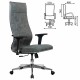 Кресло офисное МЕТТА 'L1m 42/2D', хром, 2D подлокотники, сиденье и спинка мягкие, велюр, темно-серое