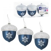 Украшение ёлочное 'Желуди' 3 шт., 9х8 см, пластик, цвет: темно-синий / серебро, ЗОЛОТАЯ СКАЗКА, 591997