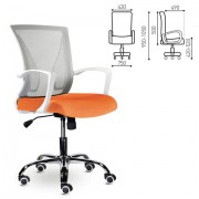 Кресло BRABIX 'Wings MG-306', пластик белый, хром, сетка, серое/оранжевое, 532011
