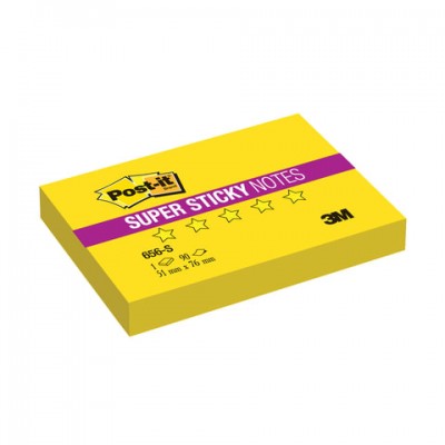 Блок самоклеящийся (стикер) POST-IT Super Sticky, 51х76 мм, 90 л., неоновый желтый, 656-S