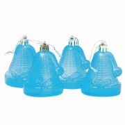 Украшения елочные подвесные 'Колокольчики', НАБОР 4 шт., 6,5 см, пластик, полупрозрачные, голубые, 59598