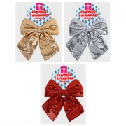 Украшение ёлочное (1 шт.) 20х22 см, 'Бант с пайетками', полиэстер, ассорти 3 цвета, ЗОЛОТАЯ СКАЗКА, 592482