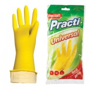 Перчатки хозяйственные латексные, х/б напыление, размер L (большой), желтые, PACLAN 'Practi Universal'