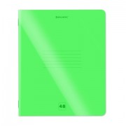 Тетрадь пластиковая обложка (НЕОН) А5, 48 листов, скоба, клетка, BRAUBERG 'Smart Cover', ЗЕЛЕНАЯ, 405038