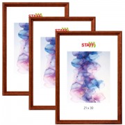 Рамка 21х30 см, небьющаяся, КОМПЛЕКТ 3 штуки, багет 17 мм, дерево, STAFF 'Classic', темно-коричневая, 391390