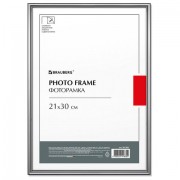 Рамка 21х30 см небьющаяся, багет 8 мм, МЕТАЛЛ, BRAUBERG 'Blade', серебристая, 391385