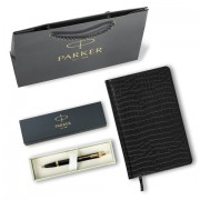 Ручка шариковая PARKER 'IM Core Black Lacquer GT', ежедневник А5 черный, пакет, 880899