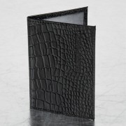 Обложка для паспорта натуральная кожа крокодил, 'PASSPORT', черная, BRAUBERG, 237185